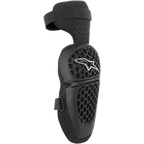 Alpinestars Youth Bionic Plus Knee Protectors, Black, Motocross and Off-road Protection, honeycomb pattern shell with white star logo, adjustable dual-strap closure, 3D mesh backing for ventilation